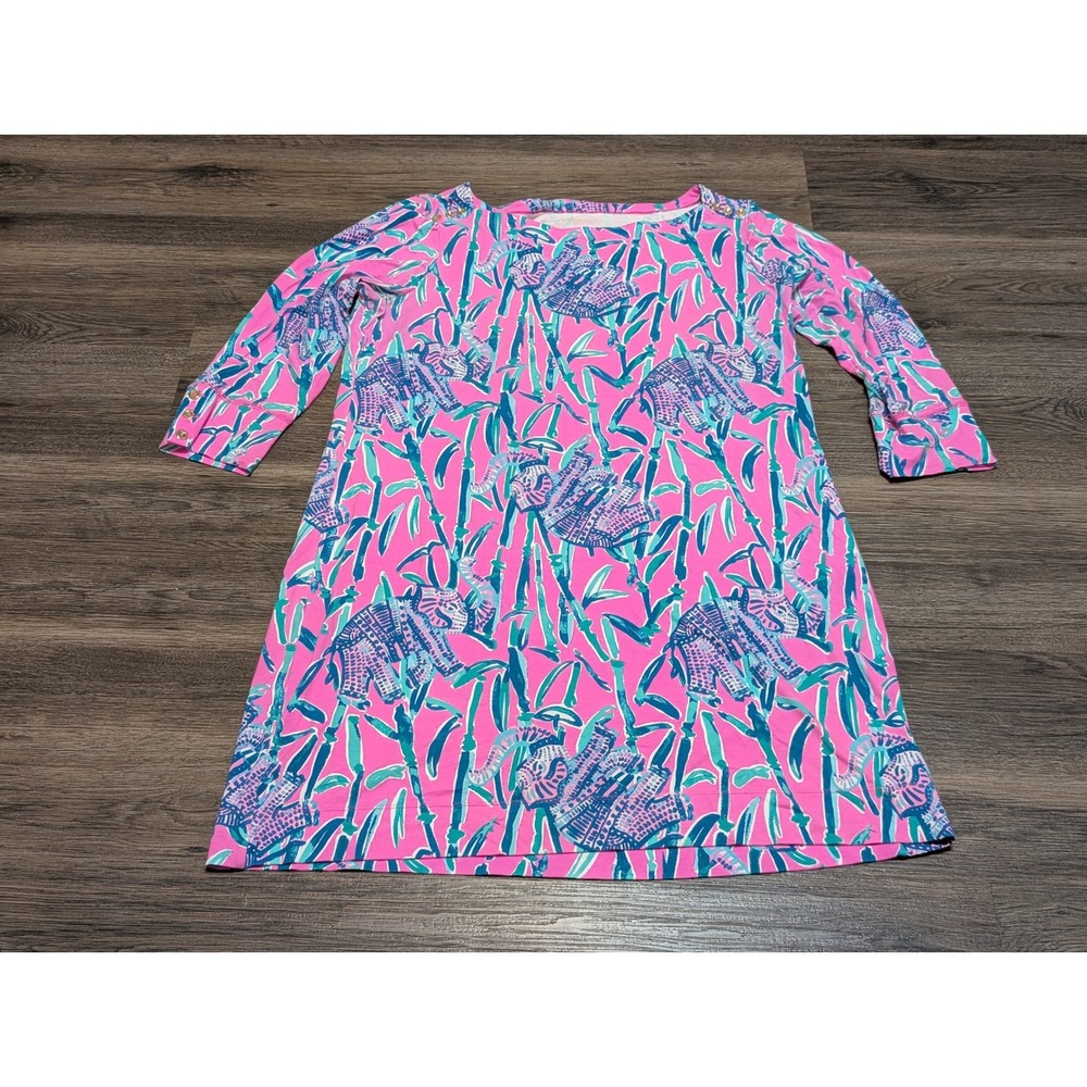 Lilly Pulitzer Sophie UPF 50 Dress Womens XL Pink Trunk Show Elephant Boat Neck